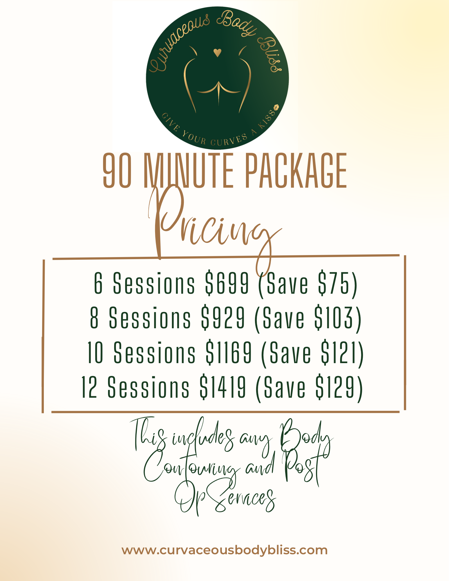 PACKAGE (6) 1 Hour Sessions (Body Contouring or post op) SAVE $55